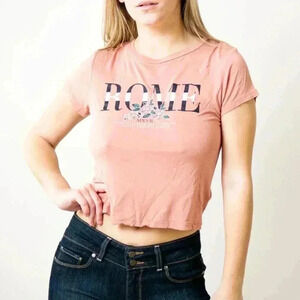 H&M ROME Dusty Rose Pink Jersey Cotton Tee Shirt - XS